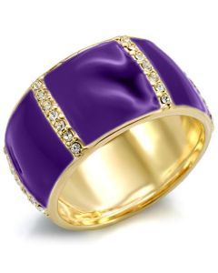 JCE145-9 Gold Brass Ring with Top Grade Crystal in Clear Size 9