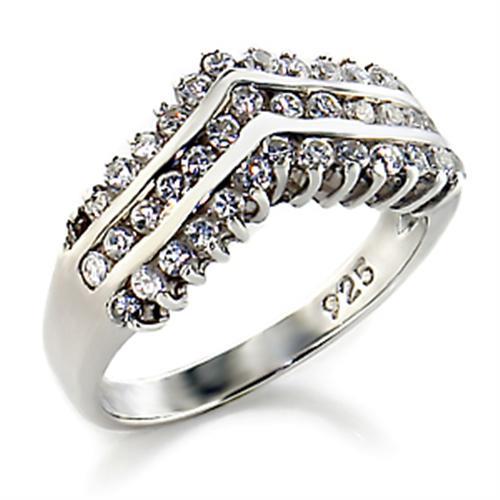 JCE516-5 Polished 925 Sterling Silver Ring with AAA Grade CZ Size 5